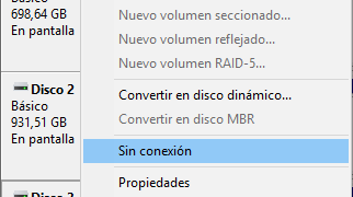 Conectar y desconectar discos desde la línea de comandos